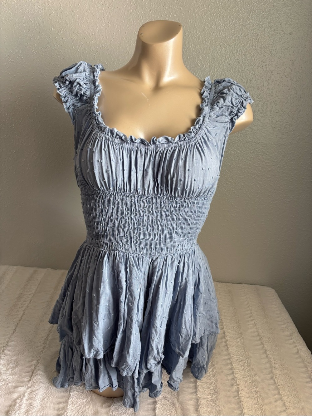 Princess Polly Light Blue Romper Dress Cottagecore Y2K Coquette Fairycore